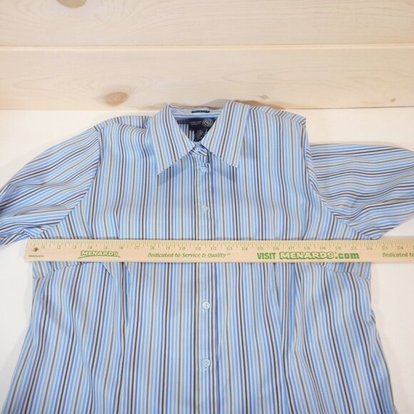 NWT Venezia Button-up Shirt Women's Size 14/16 Blue Striped Long Sleeve Vintage - Picture 4 of 10